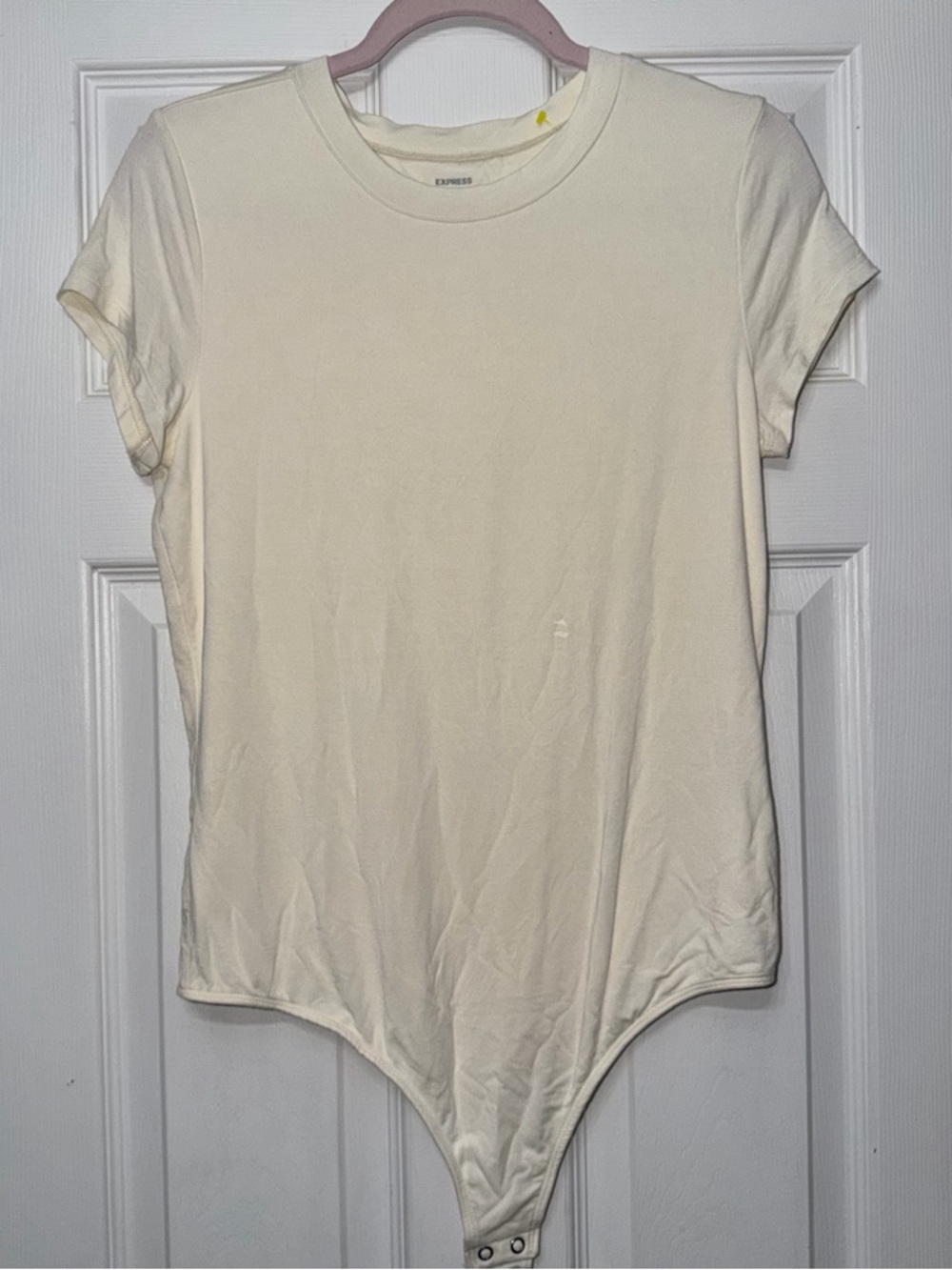 Express Women's Cream Short-Sleeve Bodysuit